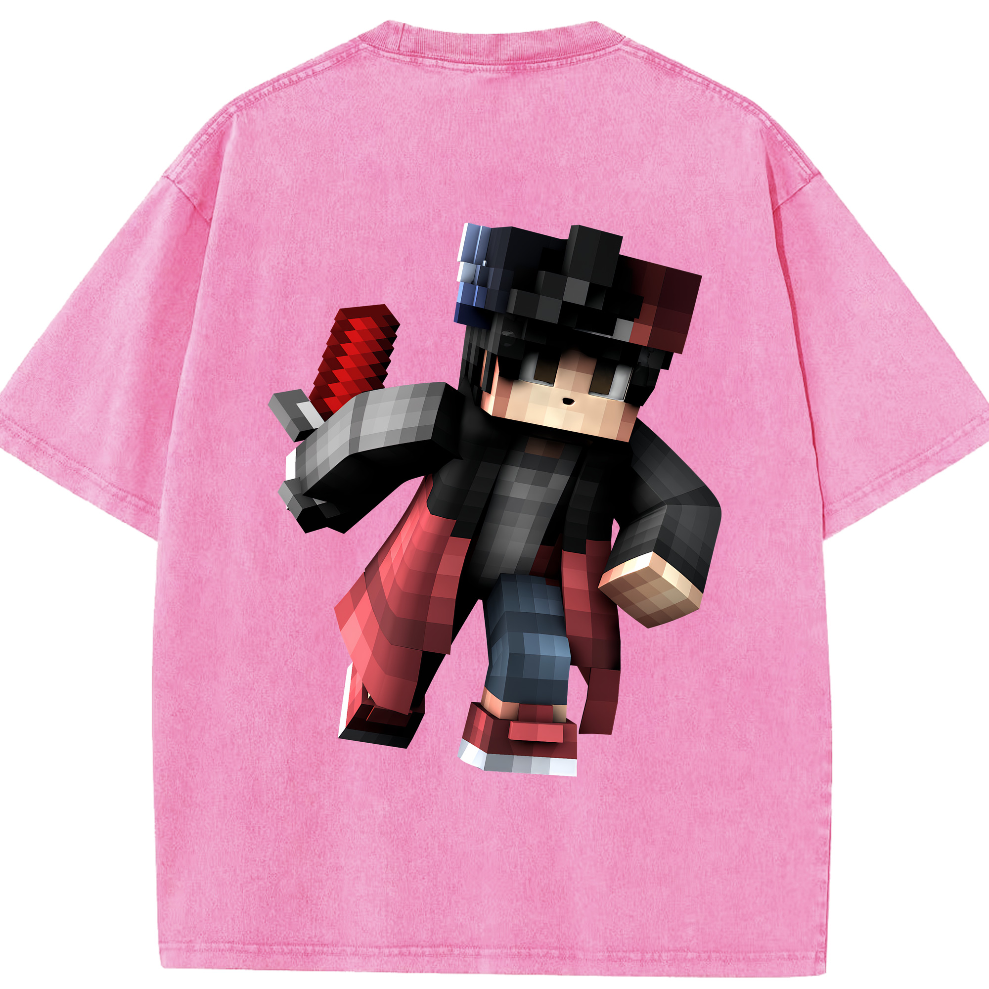（画像用） マインクラフト ブロックの世界 Minecraft MC Block world 綿100% ヴィンテージ風 半袖Tシャツ（背面プリント）